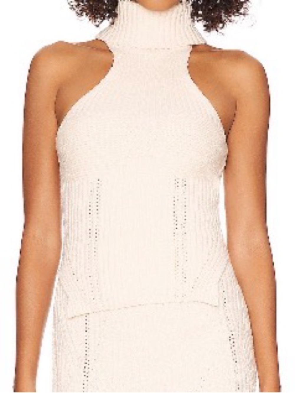 NBD Cream Ribbed Halter Mini turtleneck from revolve